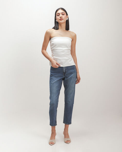 Jeans Mom Fit Efecto Lavado
